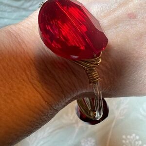 Beautiful Red Stone Gold and Silver Wire Bracelet